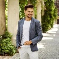 A man showing his beautiful summer casual business wear