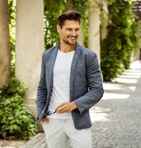 A man showing his beautiful summer casual business wear